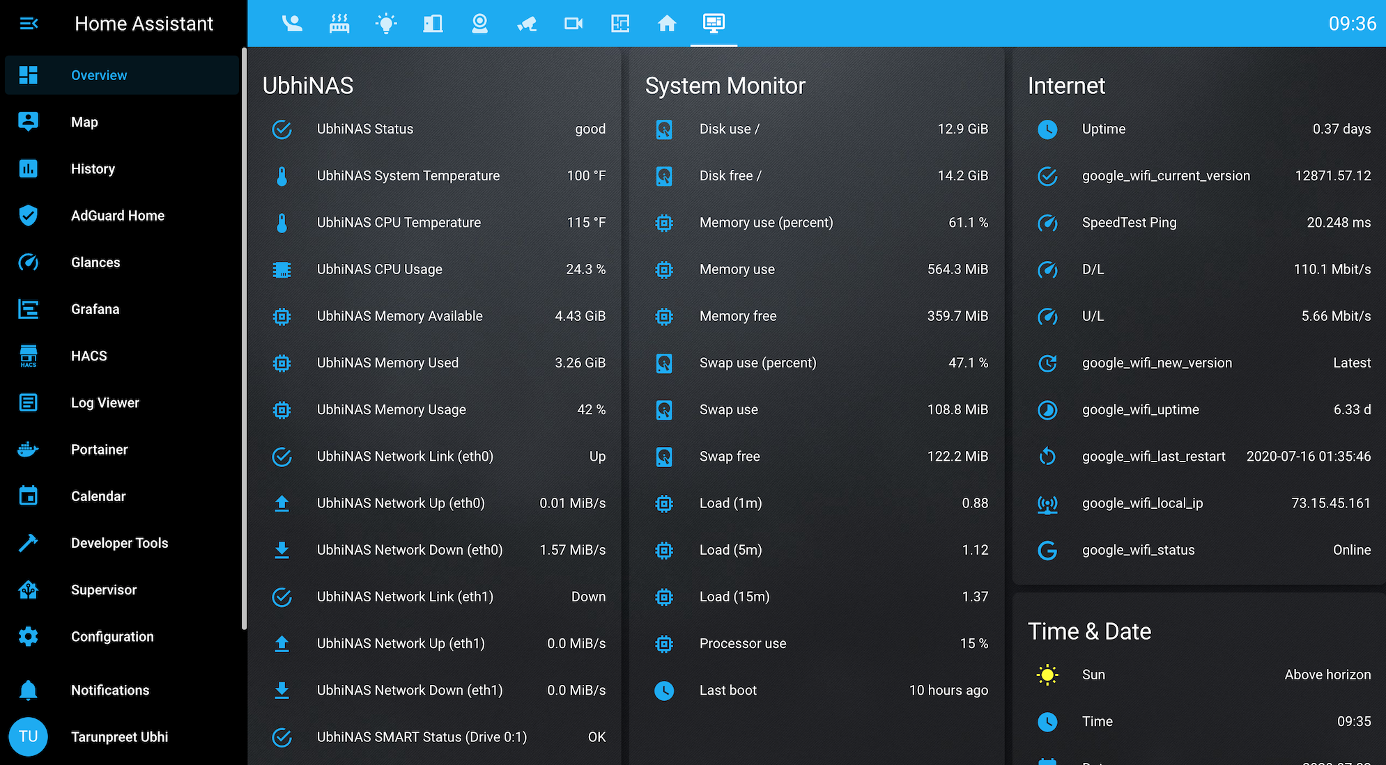 Home Assistant dashboard